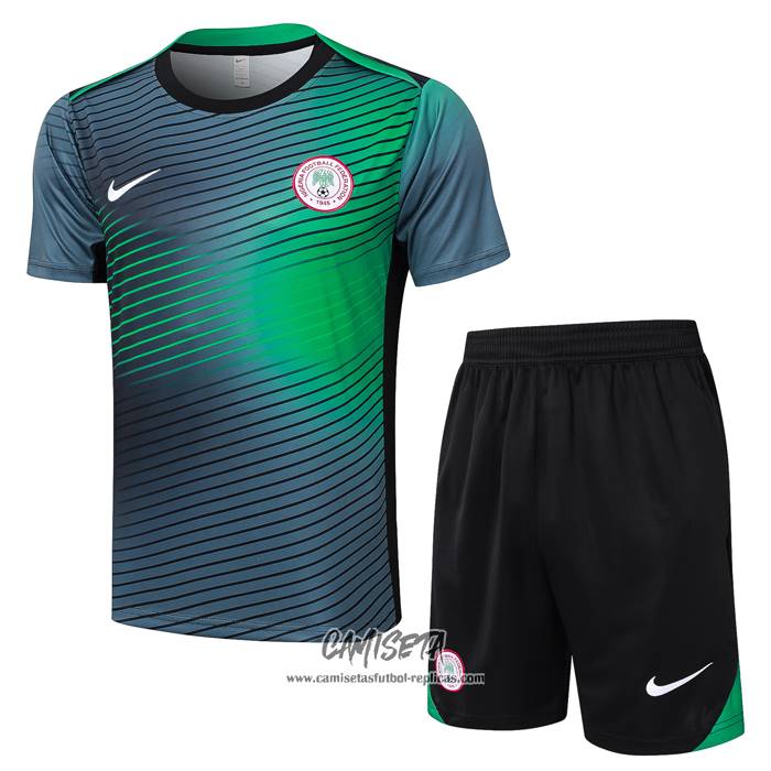 Chandal del Nigeria 2024-2025 Manga Corta Gris Verde - Pantalon Corto